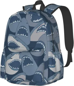 Angry Sharks Sea Animal Laptop Backpack For Men Women, Lightweight Daypack Bookbag For Daily Commutes Business Travel Hiking