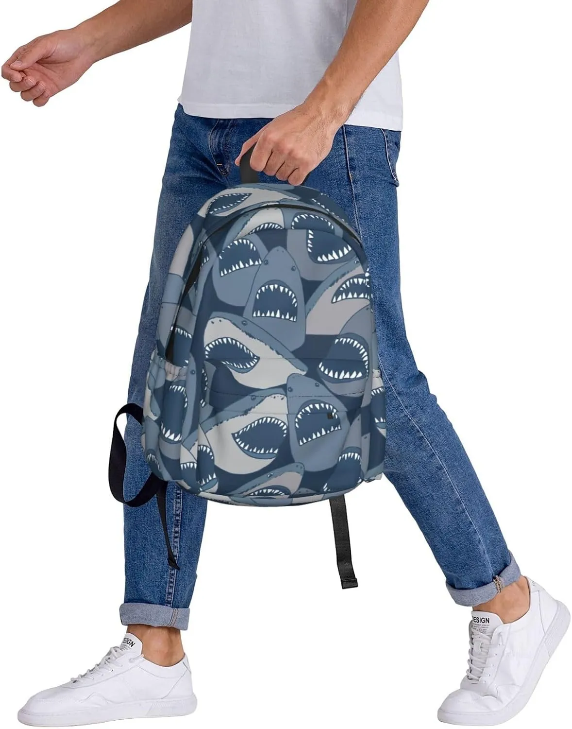 Angry Sharks Sea Animal Laptop Backpack For Men Women, Lightweight Daypack Bookbag For Daily Commutes Business Travel Hiking