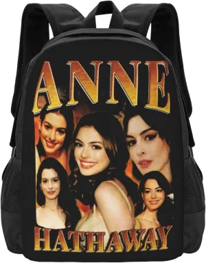 Anne Actor Hathaway Backpack Laptop Computer Backpacks Travel Bag Double Shoulder Daypack for Work Hiking 15.6 Inch