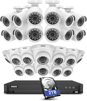 ANNKE H.265  32 Channel Security Camera System, 32 CH 3K Lite AI DVR and 24 x 1080p Surveillance CCTV Camera Outdoor with Night Vision, Human/Vehicle Detection, Remote Access, 2TB Hard Drive Included