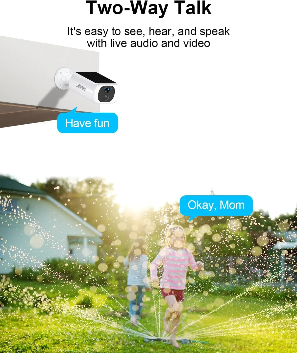 ANRAN 5MP Solar Security Camera Outdoor, Wireless Battery Powered WiFi Camera for Home Surveillance with Buit-in Solar Panel, Color Night Vision, 2-Way Audio, Siren Alarm, Works with Alexa, C3 Max