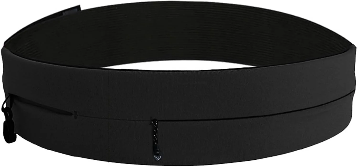 AnsrJ Adjustable Running Belt, Runners Fanny Pack for Women & Men.hidden money belt for travel. Slim Thin Elastic Waistband.Workout Fitness Exercise Gym Phone Holder Belt.
