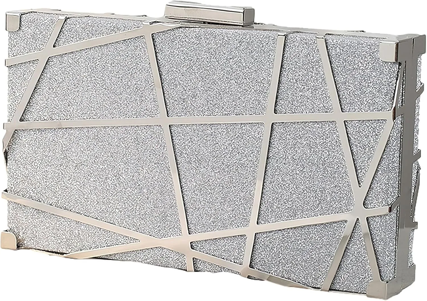 ANUFER Women's Sparkly Sequins Evening Clutch Bag Geometric Party Purse Bag with Two Chains