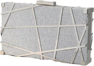 ANUFER Women's Sparkly Sequins Evening Clutch Bag Geometric Party Purse Bag with Two Chains