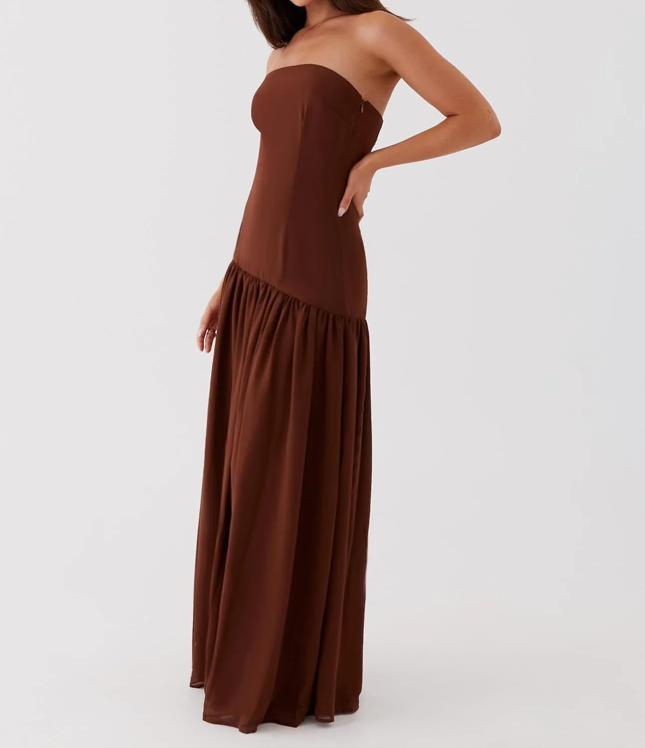 Aonoapll Women Tube Top Maxi Dress Fitted Strapless Mesh Patchwork Long Dress Printed High Slit Night Dresses Clubwear