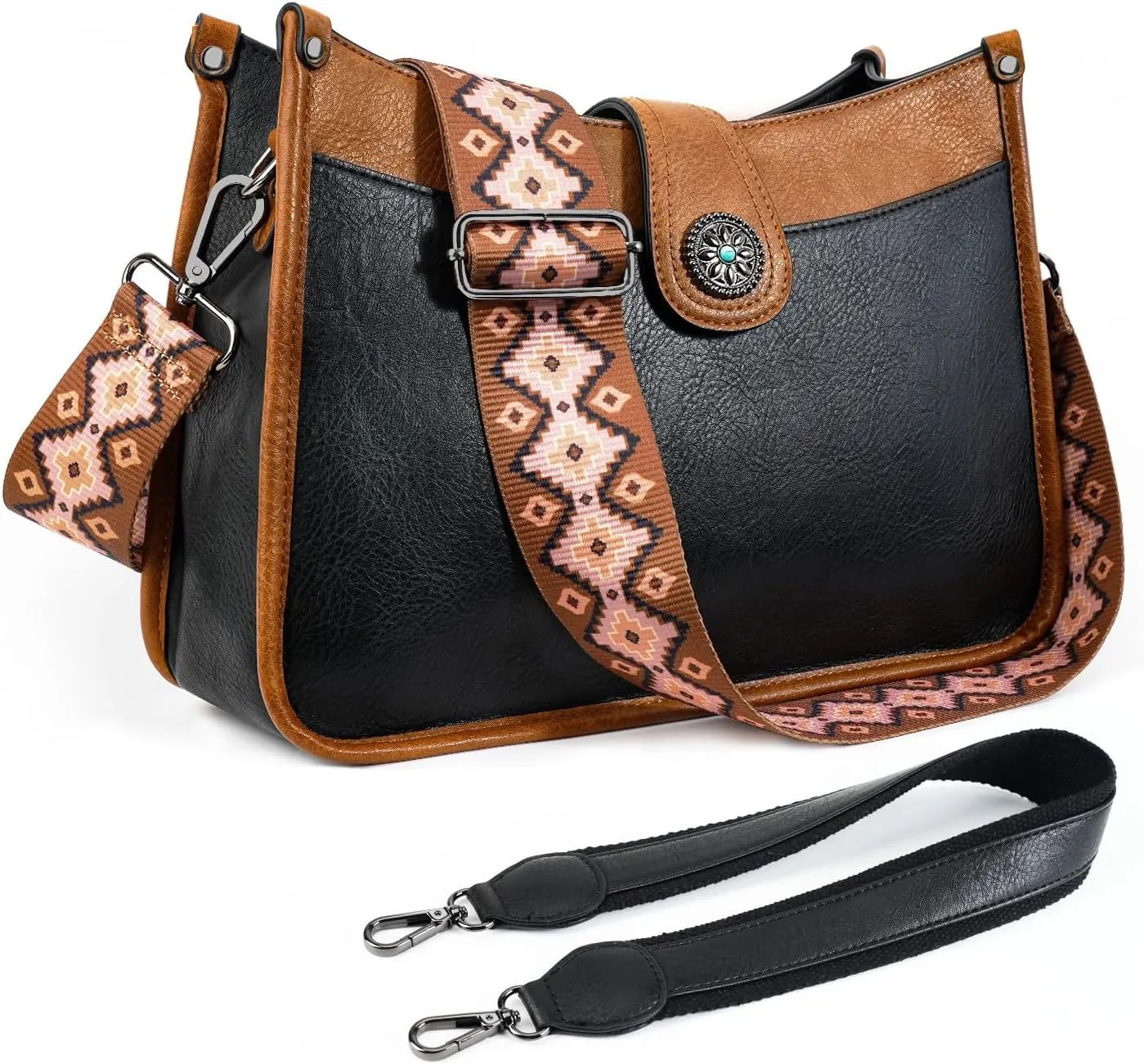 APHISON Crossbody Bags For Women Trendy, Leather Hobo Handbag Crossbody Purses Shoulder Bucket Bag with 2 Strap