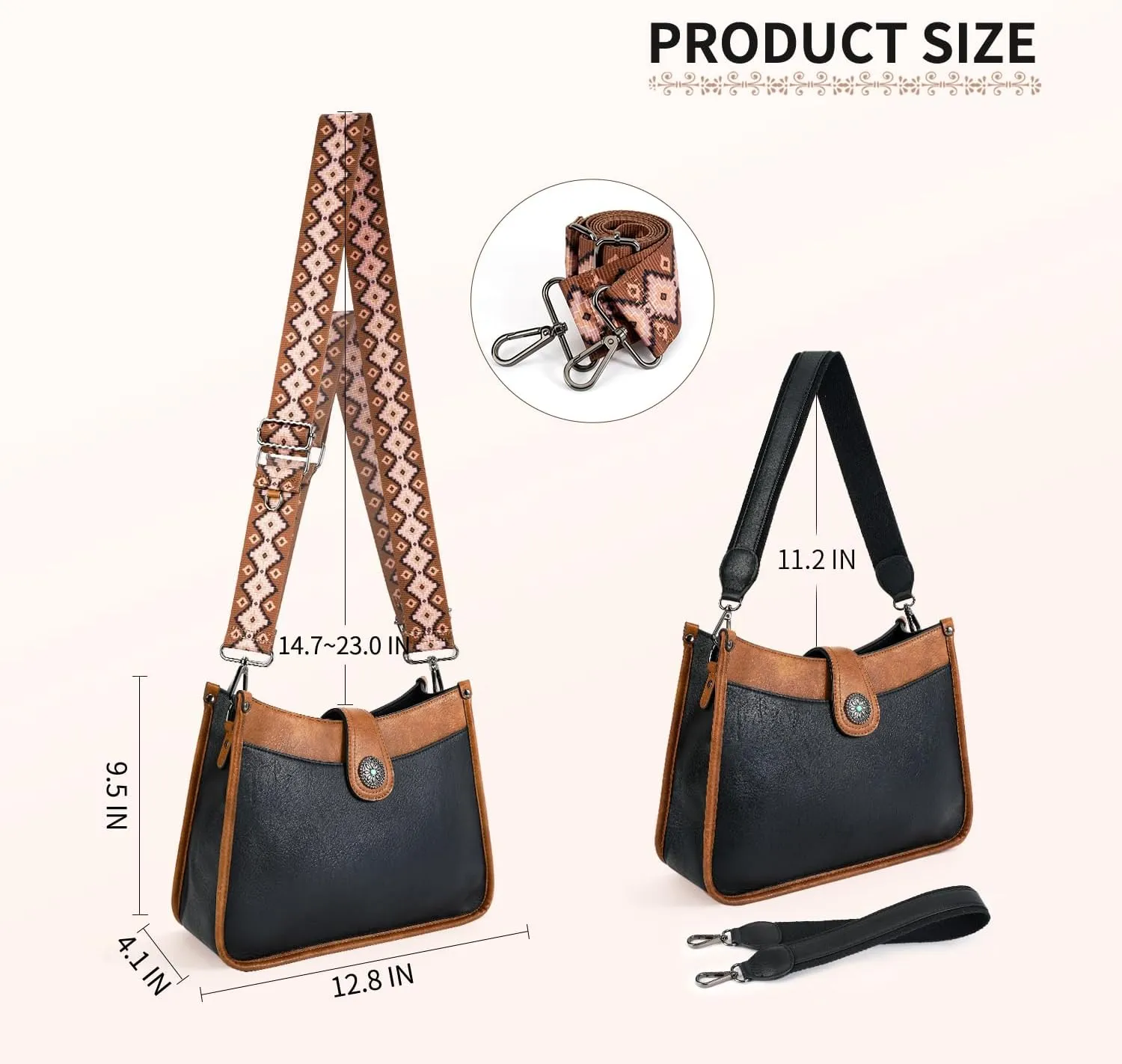 APHISON Crossbody Bags For Women Trendy, Leather Hobo Handbag Crossbody Purses Shoulder Bucket Bag with 2 Strap