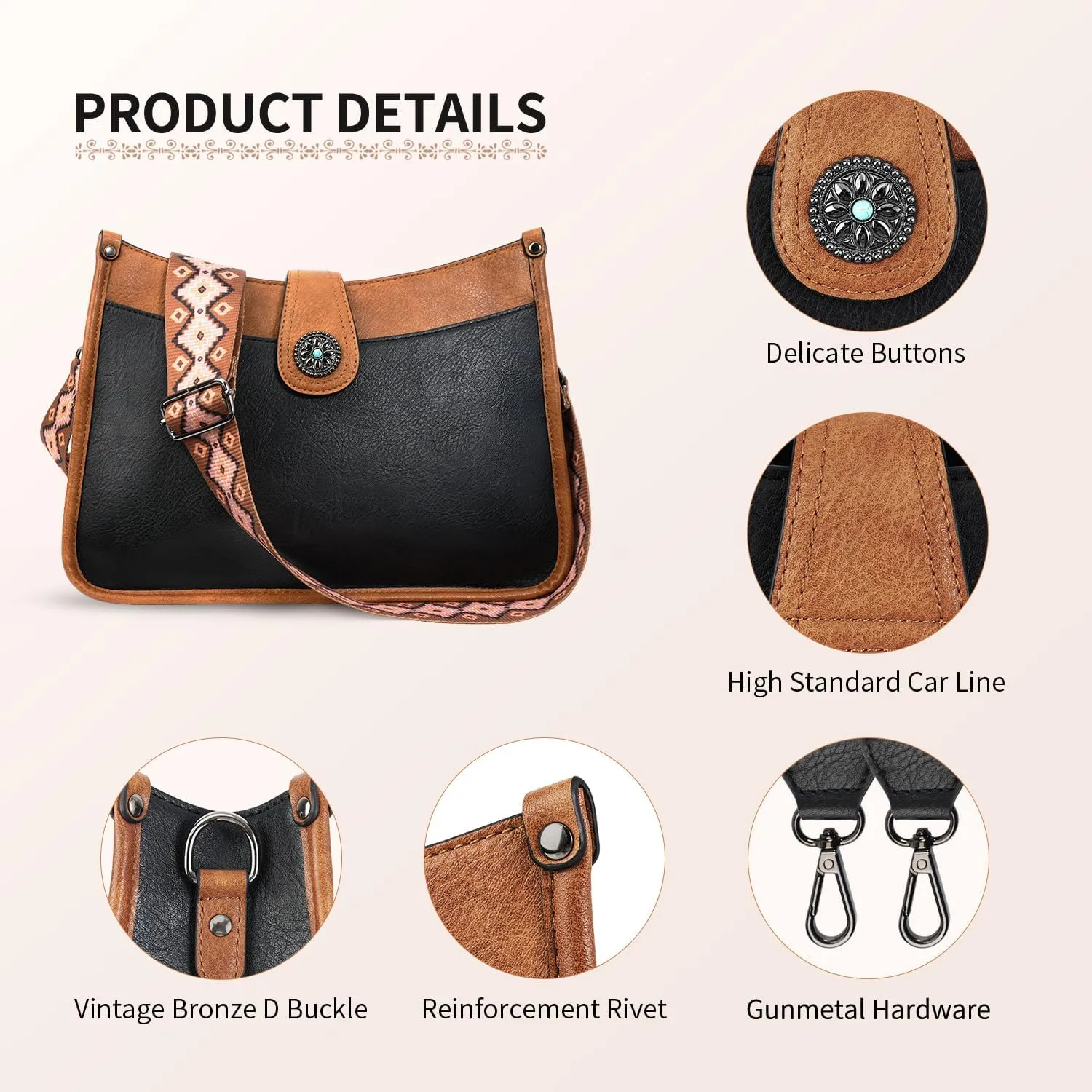 APHISON Crossbody Bags For Women Trendy, Leather Hobo Handbag Crossbody Purses Shoulder Bucket Bag with 2 Strap