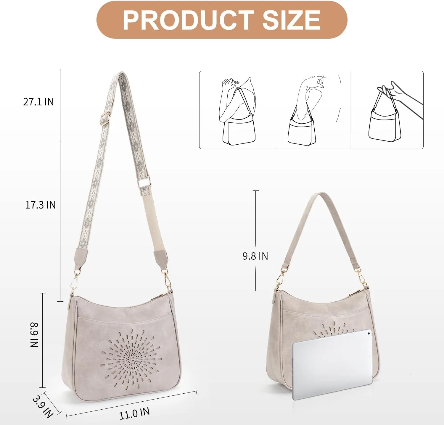 APHISON Hobo Bag for Women, Crossbody Bags for Women Trendy Bucket Purses and Shoulder Handbags with 2 Detachable Straps