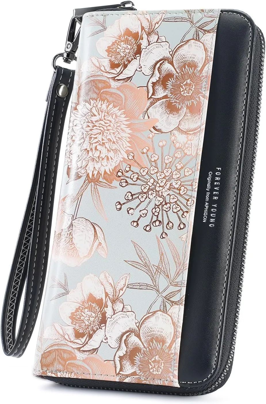 APHISON Wallet Women Large Capacity Clutch Purse For Ladies Card Holder RFID Wristlet Phone Zipper Coin Travel Pocket
