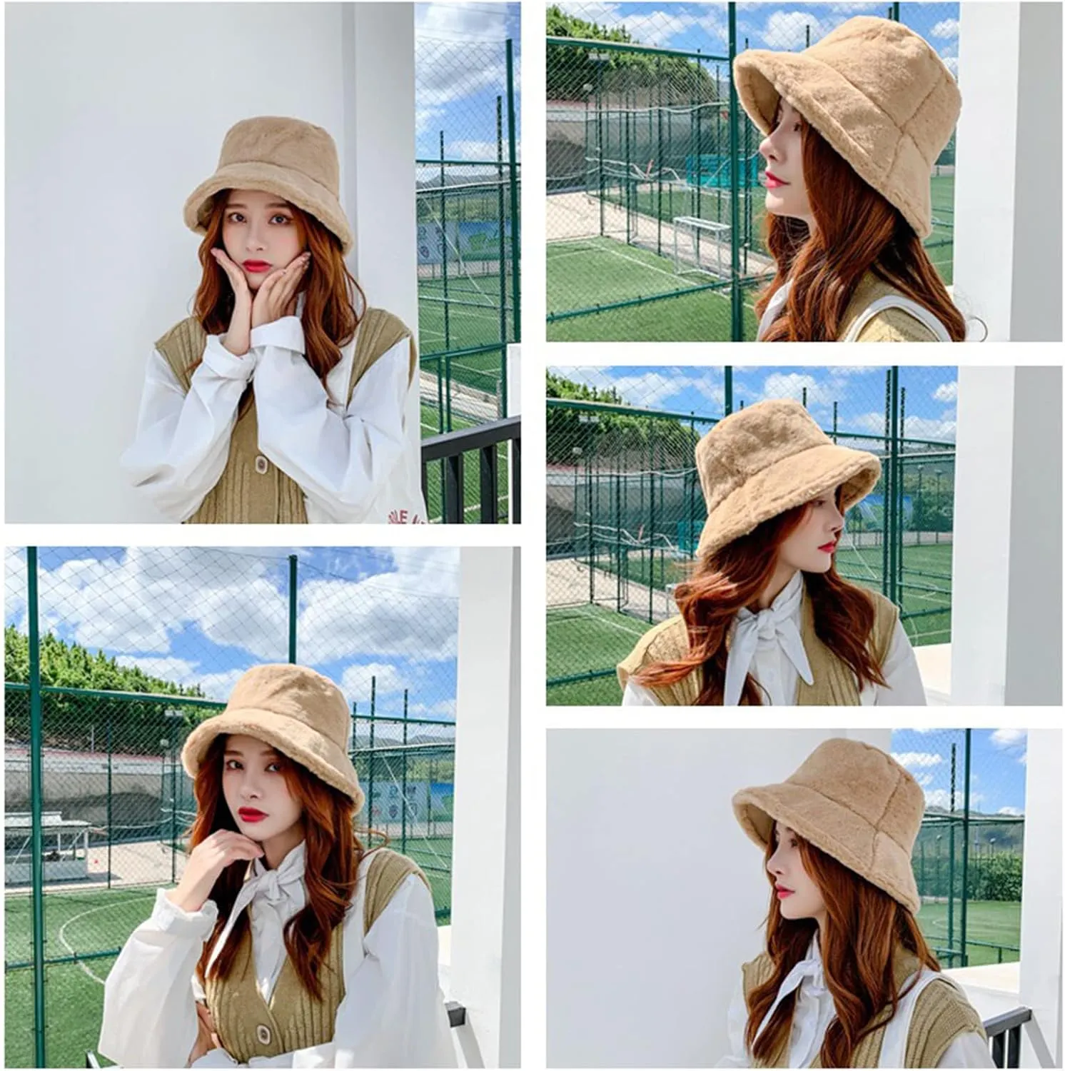 Appa Bucket Hats Women Winter Warm Soft Comfortable Cap Lamb Wool Fisherman Hat Faux Fur hat Furry Bucket Hat…