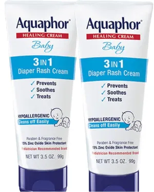 Aquaphor Baby Diaper Rash Cream, 3-in-1 Diaper Rash Relief, 3.5 Oz Tube, Pack of 2