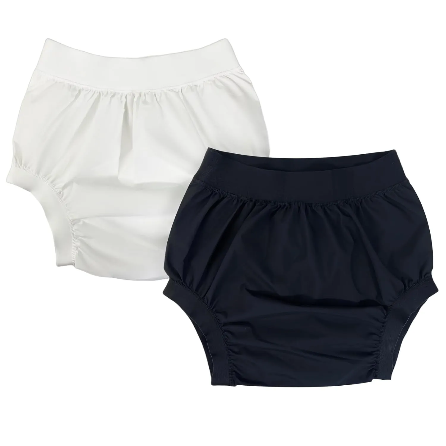 AQX Adult Plastic Pants, Reusable Waterproof Underwear for Incontinence, Leakproof High Waist Cloth Diaper Covers 2Pcs (BlackWhite-2Pcs, M)