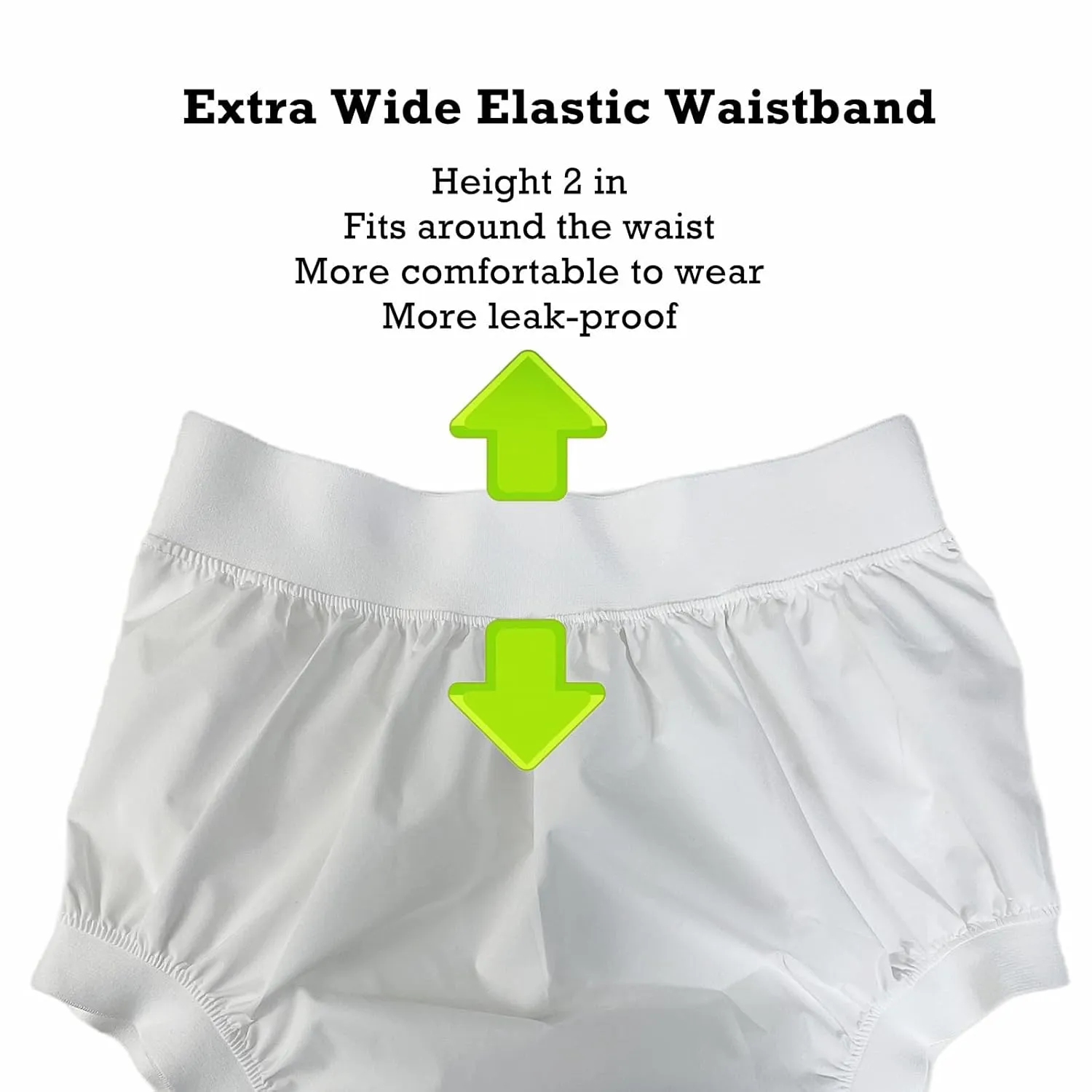 AQX Adult Plastic Pants, Reusable Waterproof Underwear for Incontinence, Leakproof High Waist Cloth Diaper Covers 2Pcs (BlackWhite-2Pcs, M)