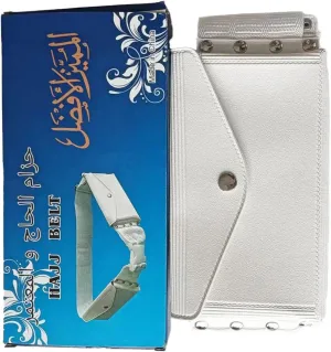 Arab Hajj Belt Waist Bag for Male Prayer Lightweight Arabian Hajj Fanny Pack Adjust Waist Pack Belt Pack with 2Pocket, 110, White