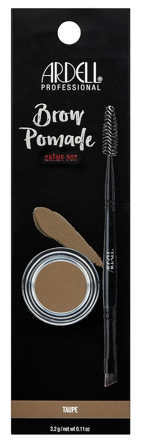 Ardell Brow Pomade - Taupe, Smudge-Proof Long-Lasting Eyebrow Makeup, with Dual-Ended Precision Brush and Spoolie for Defined and Natural Brows, 1 Pack