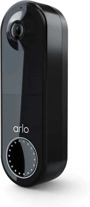 Arlo Essential Video Doorbell Wire-Free - HD Video, 180° View, Night Vision, 2 Way Audio, Direct to Wi-Fi No Hub Needed, Wire Free or Wired, Black - AVD2001B, 1 Count (Pack of 1)