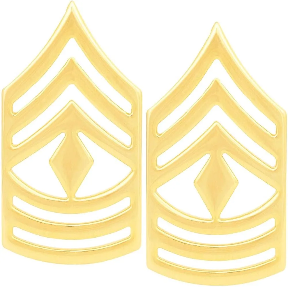 Army chevron rank: Enlisted: 1st Sergeant (E-8-1SG). Priced per pair.
