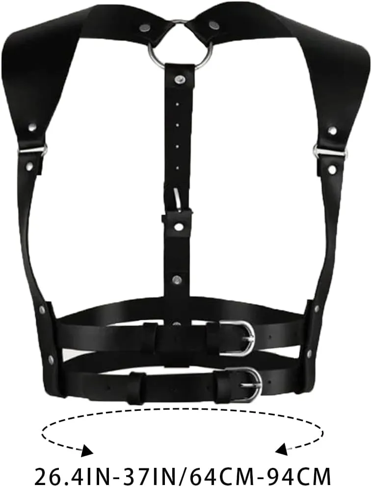 Asooll Leather Waist Belt Punk Body Harness Leather Body Chain Belts Party Rave Club Body Accessories for Women and Girls