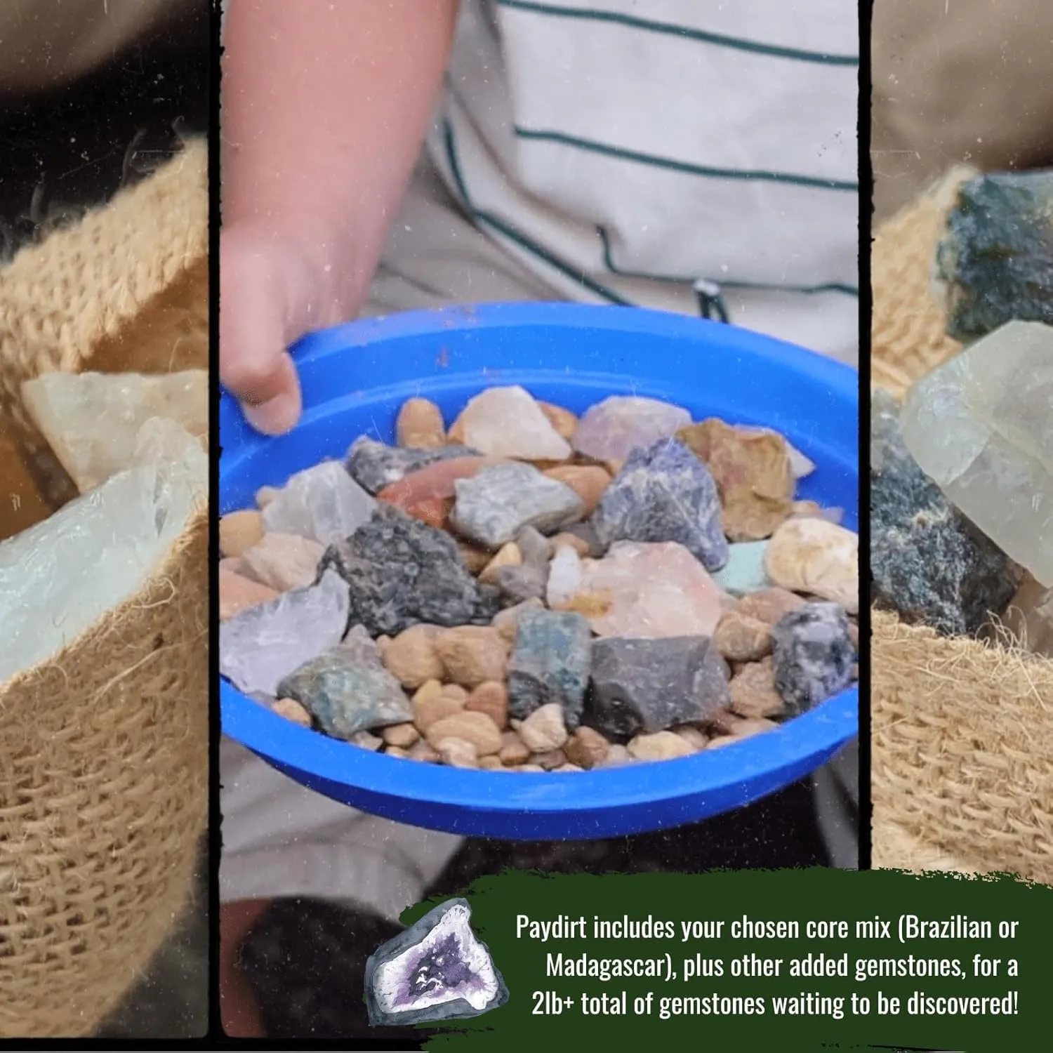 ASR Outdoor 5lb Rough Brazilian Genuine Gemstone Paydirt Bag Gold Panning Kit