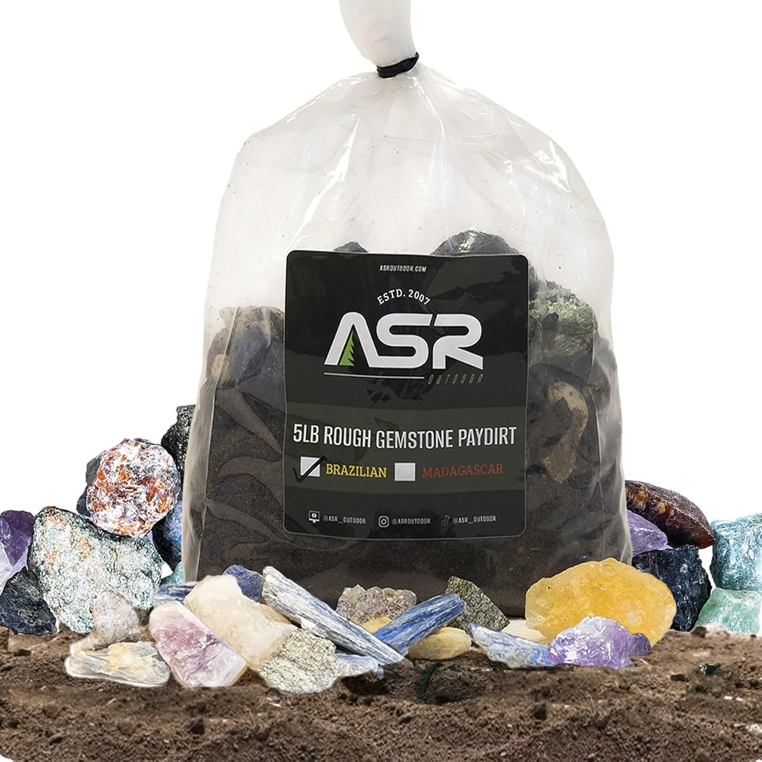ASR Outdoor 5lb Rough Brazilian Genuine Gemstone Paydirt Bag Gold Panning Kit