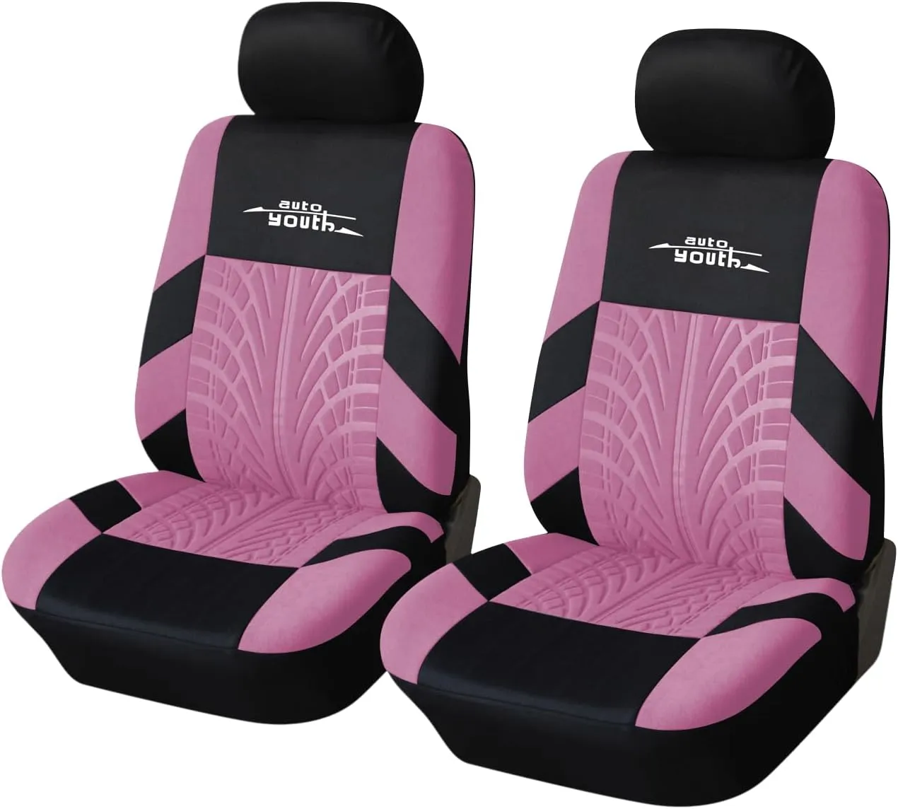 AUTOYOUTH Car Seat Covers for Front Seats, Breathable and Washable Bucket Seat Covers for Cars, Truck, SUV, Vans Airbag Compatible Automotive Interior Covers, Pink…