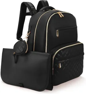 Award-Winning 3 in 1 Vegan Leather Diaper Bag Backpack – Large PU Leather Diaper Bag Design with 21 Pockets, USB Port, Changing Pad, Pacifier Case, Stroller Straps, Waterproof, Stylish, Unisex 31L