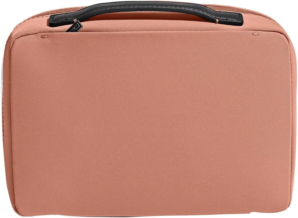 Away Small Toiletry Bag, Travel Essentials Organizer with Mesh and Clear Pockets, Waterproof, Easy to Clean, Compact Travel Pouch, Clay Pink