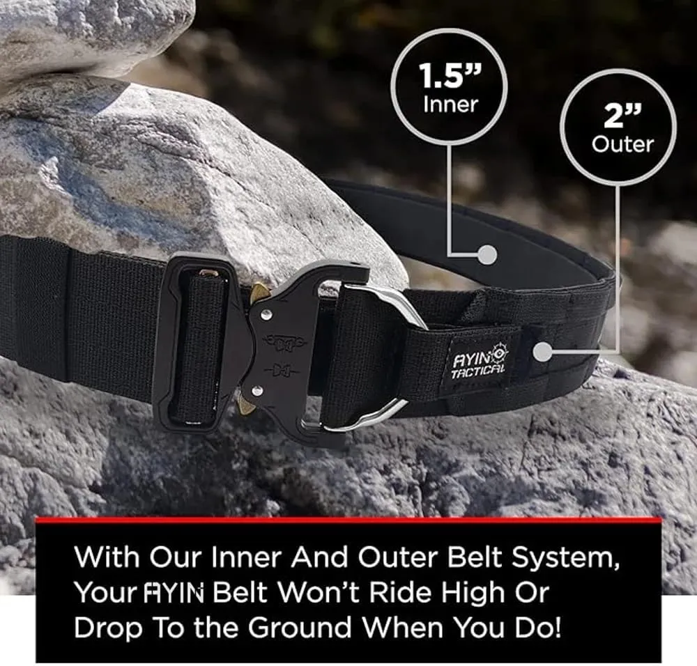 AYIN TACTICAL Quick Release Rigger MOLLE Belt - 1.5 inch Inner & 2 inch Outer Range Tactical Heavy Duty