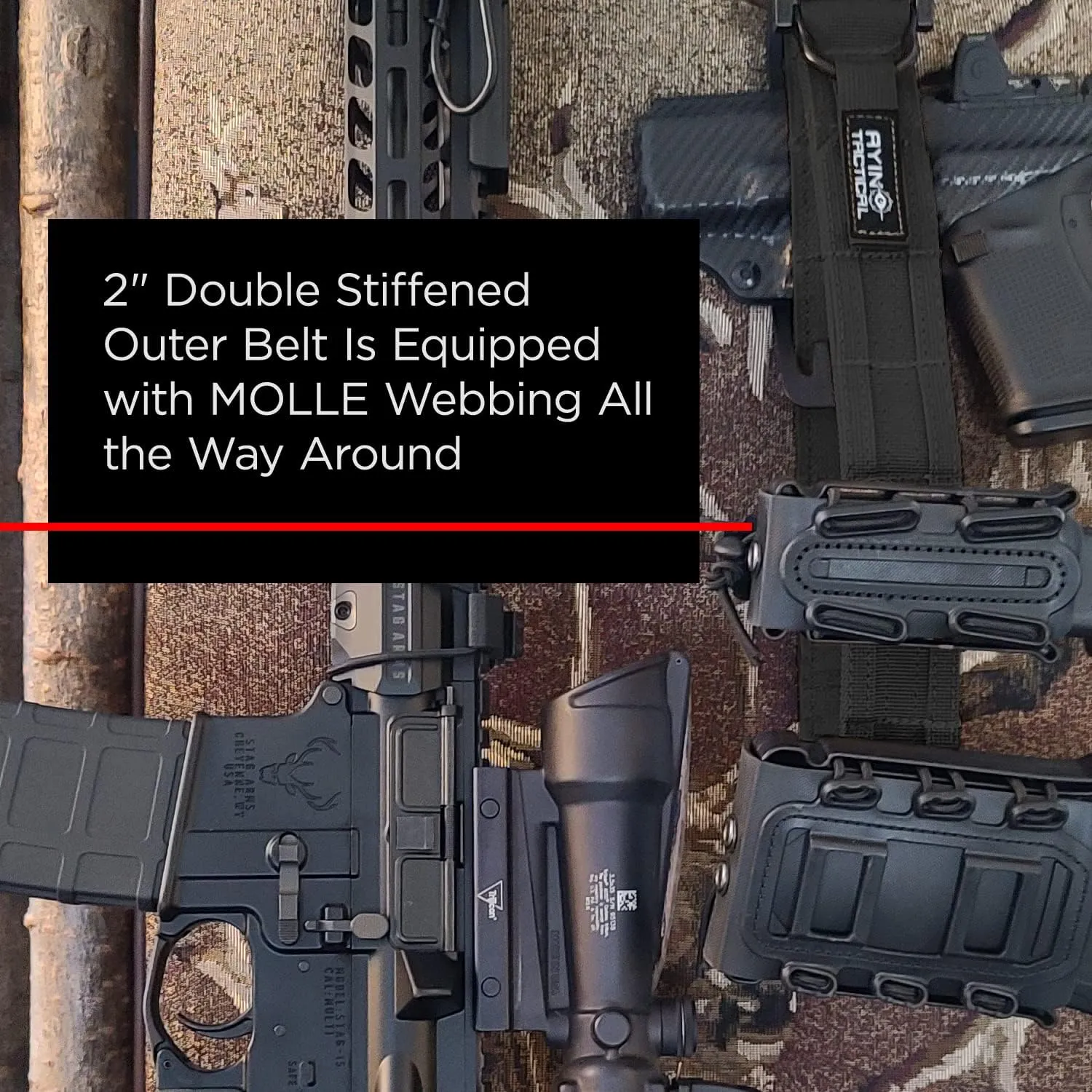 AYIN TACTICAL Quick Release Rigger MOLLE Belt - 1.5 inch Inner & 2 inch Outer Range Tactical Heavy Duty