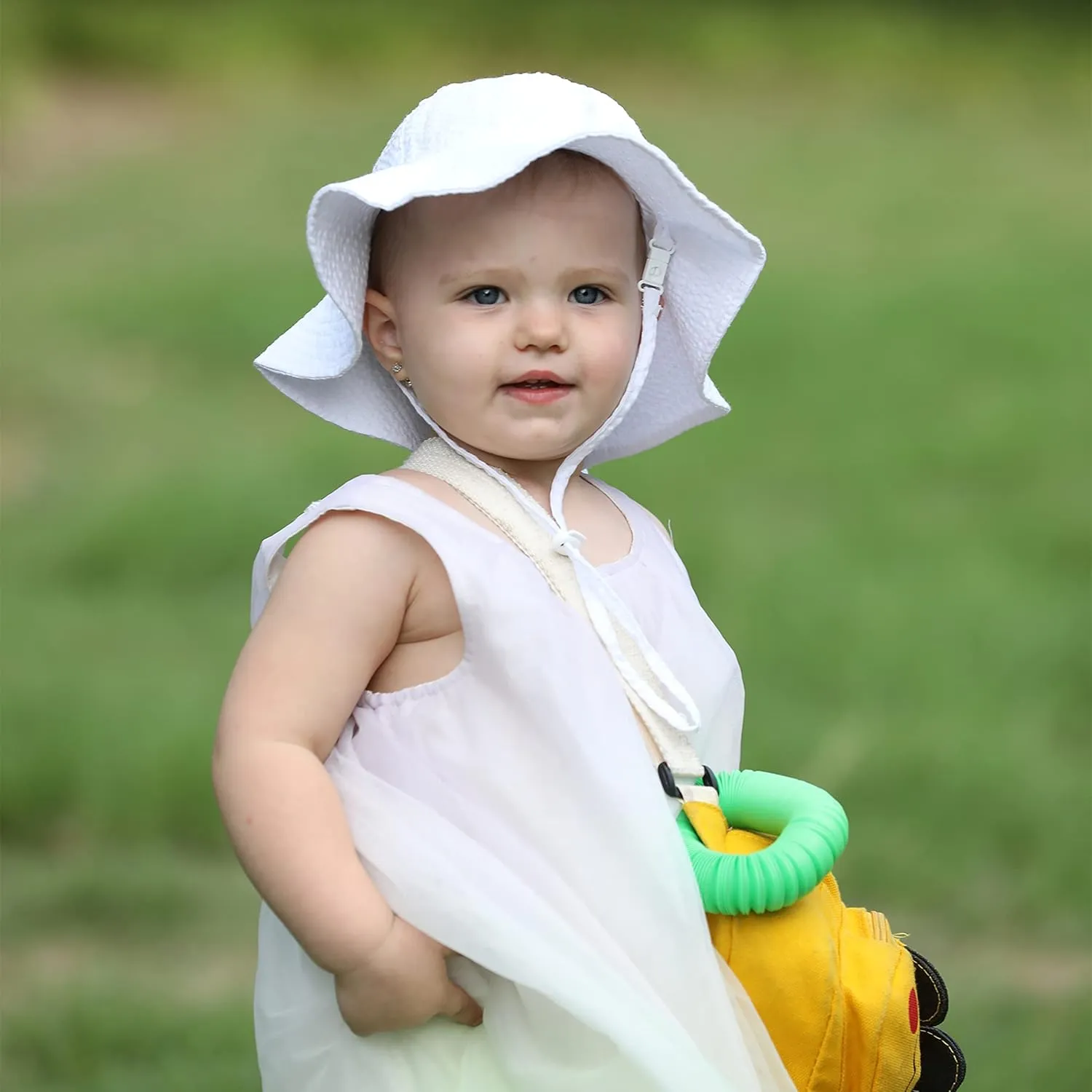 Baby & Toddler Wide Brim Sun Hats UPF 50  Sun Protection Bucket Cap Cute Adjustable Hat in Seersucker