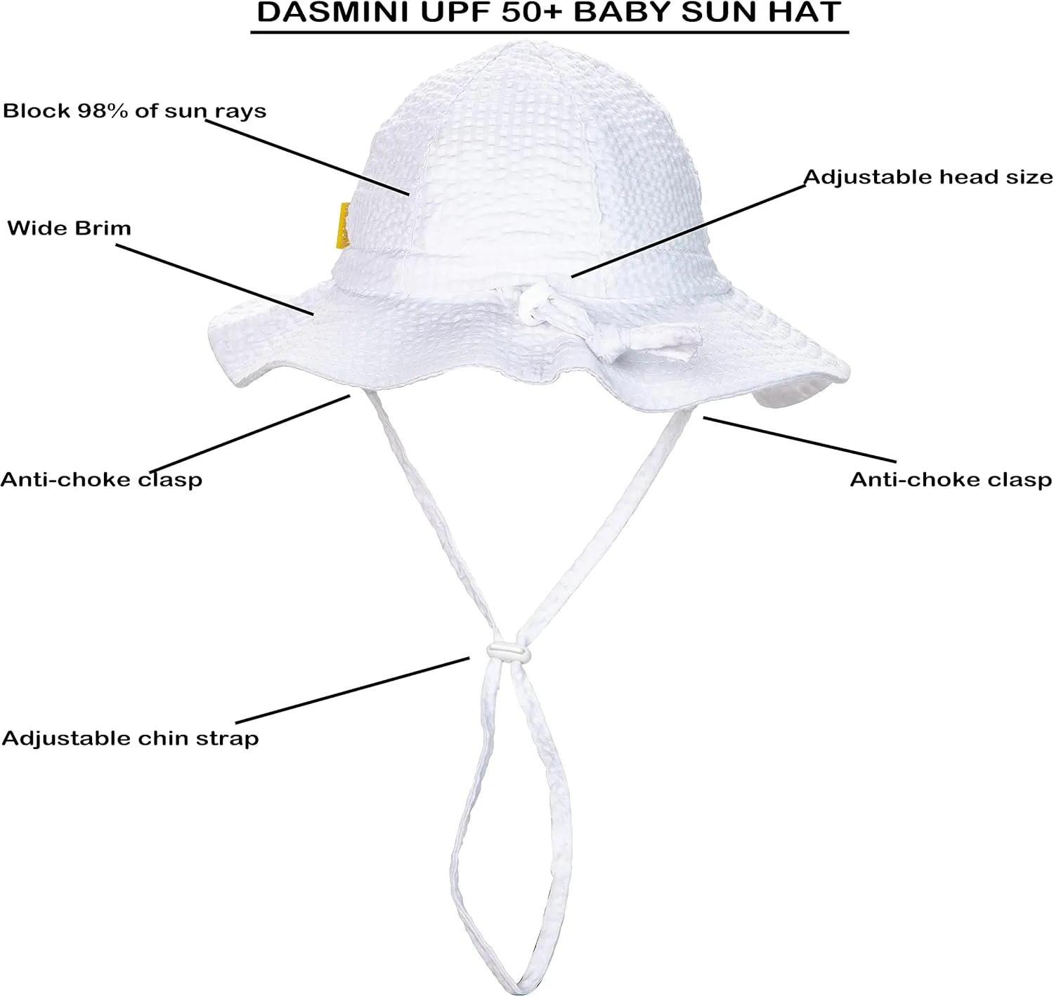 Baby & Toddler Wide Brim Sun Hats UPF 50  Sun Protection Bucket Cap Cute Adjustable Hat in Seersucker