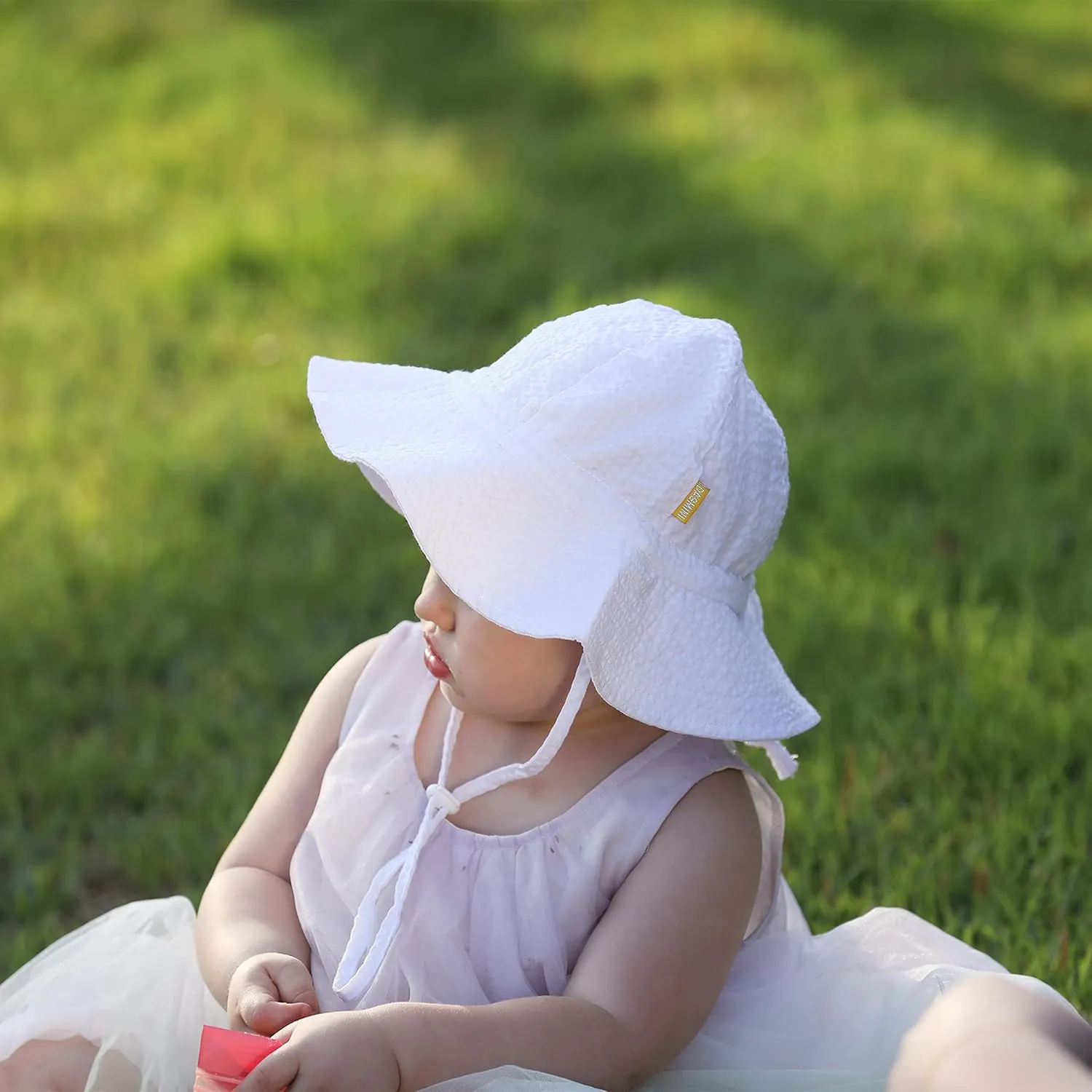 Baby & Toddler Wide Brim Sun Hats UPF 50  Sun Protection Bucket Cap Cute Adjustable Hat in Seersucker
