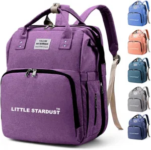 Baby Diaper Bag Backpack is a large, water-resistant lavender | purple travel diaper tote for moms and dads, featuring spacious compartments and a multi-function, easy-use design.