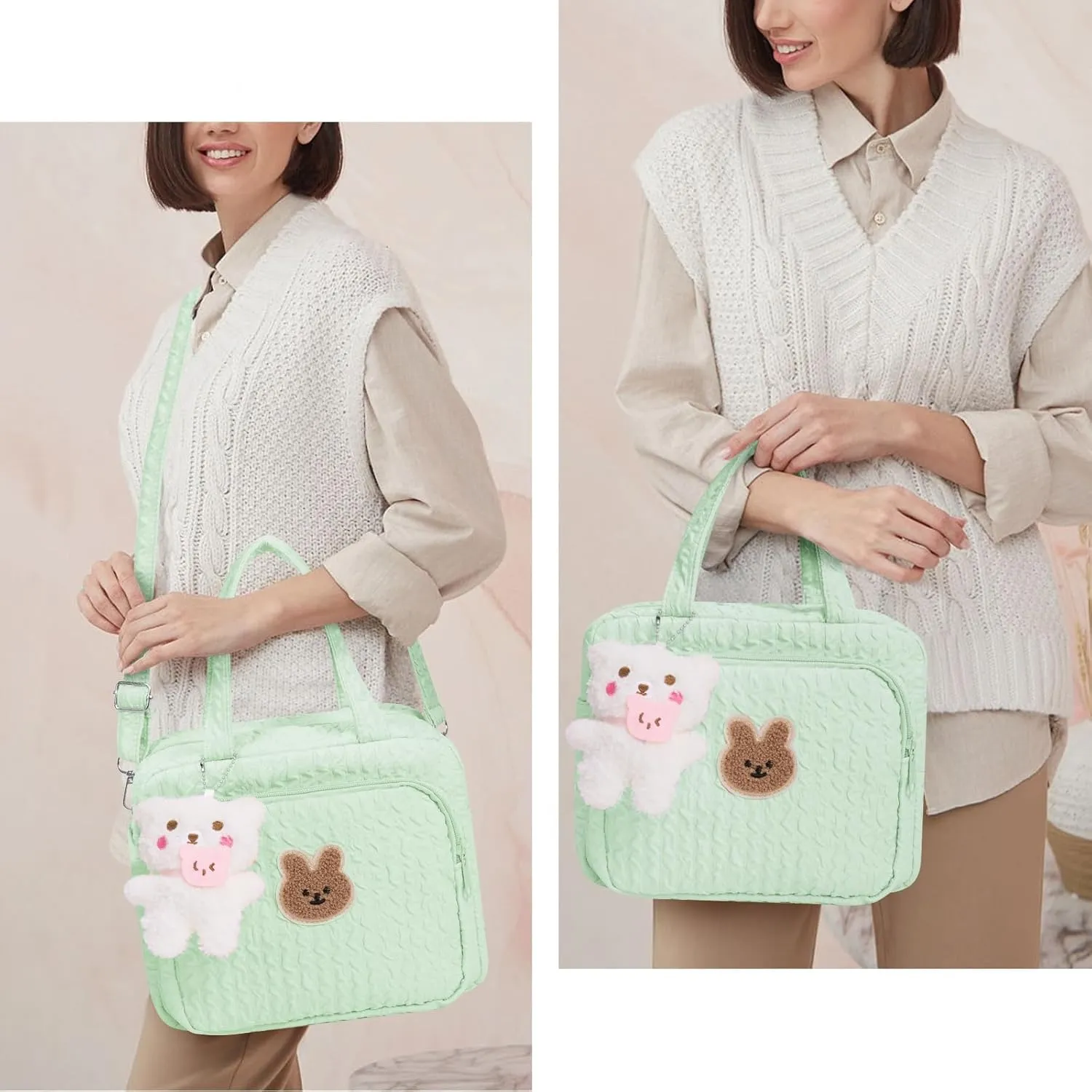 Baby Diaper Bag,Small Diaper Bag Tote Crossbody Diaper Bag Cute Quilted Diaper Bag Baby Travel Shoulder Bag with Strap