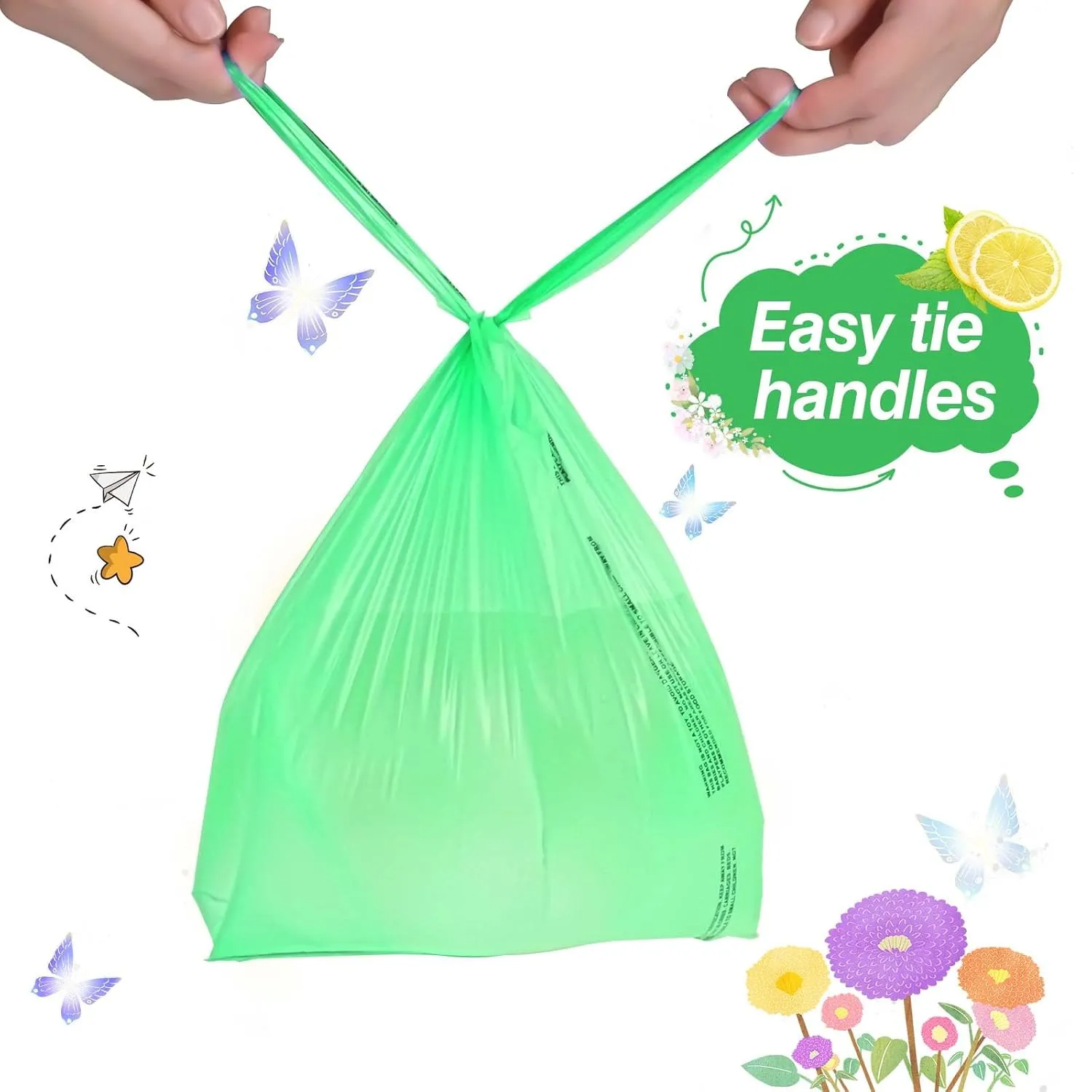 Baby Disposable Diaper Bags 500 Count Easy-To-Tie Diaper Sacks Enhanced Odor Control with Lemon Scent for Diaper Disposal or Pet Waste