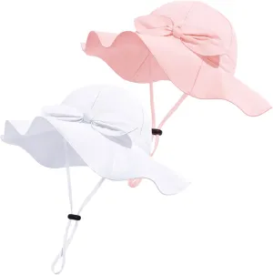 Baby Girl Sun Hat with UPF 50  Outdoor Adjustable Beach Hat with Wide Brim Bucket Hats