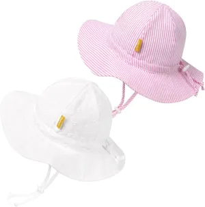 Baby Girl Sun Hat with UPF 50  Outdoor Adjustable Toddler Beach Hat with Wide Brim Bucket Hats for Kids