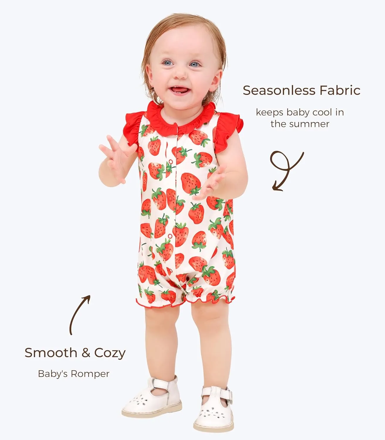Baby Girl's Romper-Viscose Made from Bamboo, Ruffle Sleeve Jumpsuit Infant Rompers Summer Outfits Soft Clothes