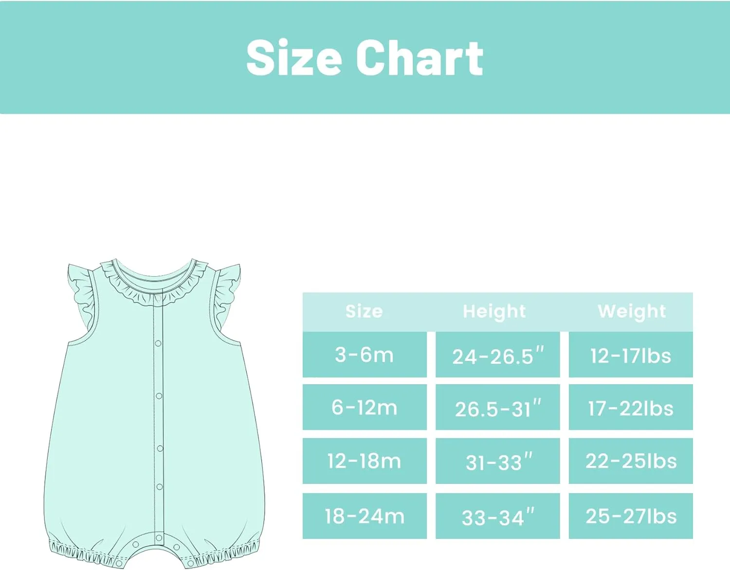 Baby Girl's Romper-Viscose Made from Bamboo, Ruffle Sleeve Jumpsuit Infant Rompers Summer Outfits Soft Clothes