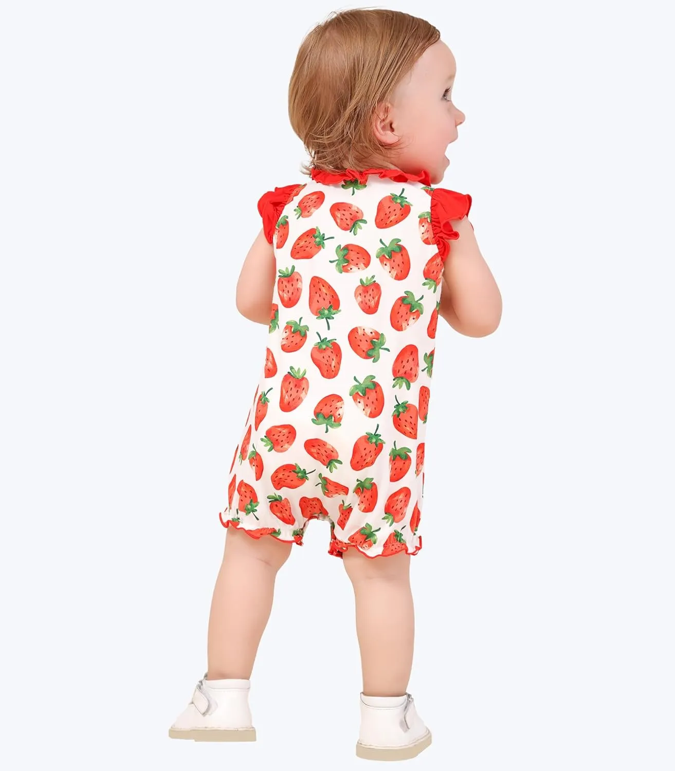Baby Girl's Romper-Viscose Made from Bamboo, Ruffle Sleeve Jumpsuit Infant Rompers Summer Outfits Soft Clothes