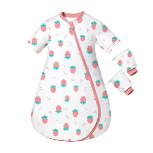 Baby Sleep Sack 12-24 Months - 1.0 TOG Wearable Blanket with Removable Sleeves, Soft Breathable Infant Sleeping Bag for Toddler, Two-Way Zipper for Easy Diaper Change (Strawberry)