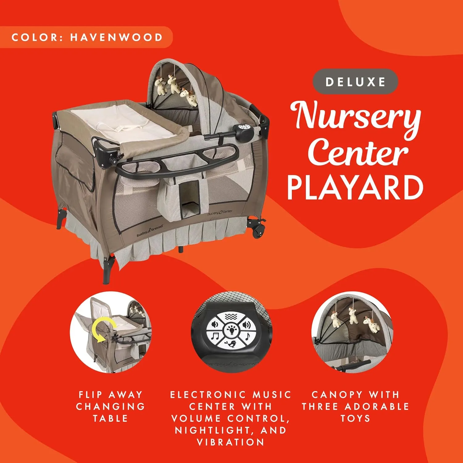 Baby Trend Deluxe Nursery Center® Playard, Havenwood