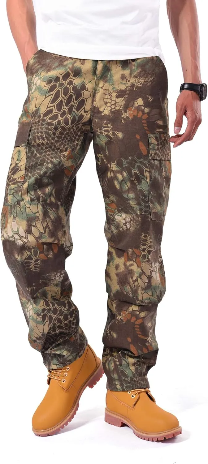 BACKBONE Mens Casual Street Fashion Camo Cargo Pants Army Combat Military BDU Pants Work Hunt Pants