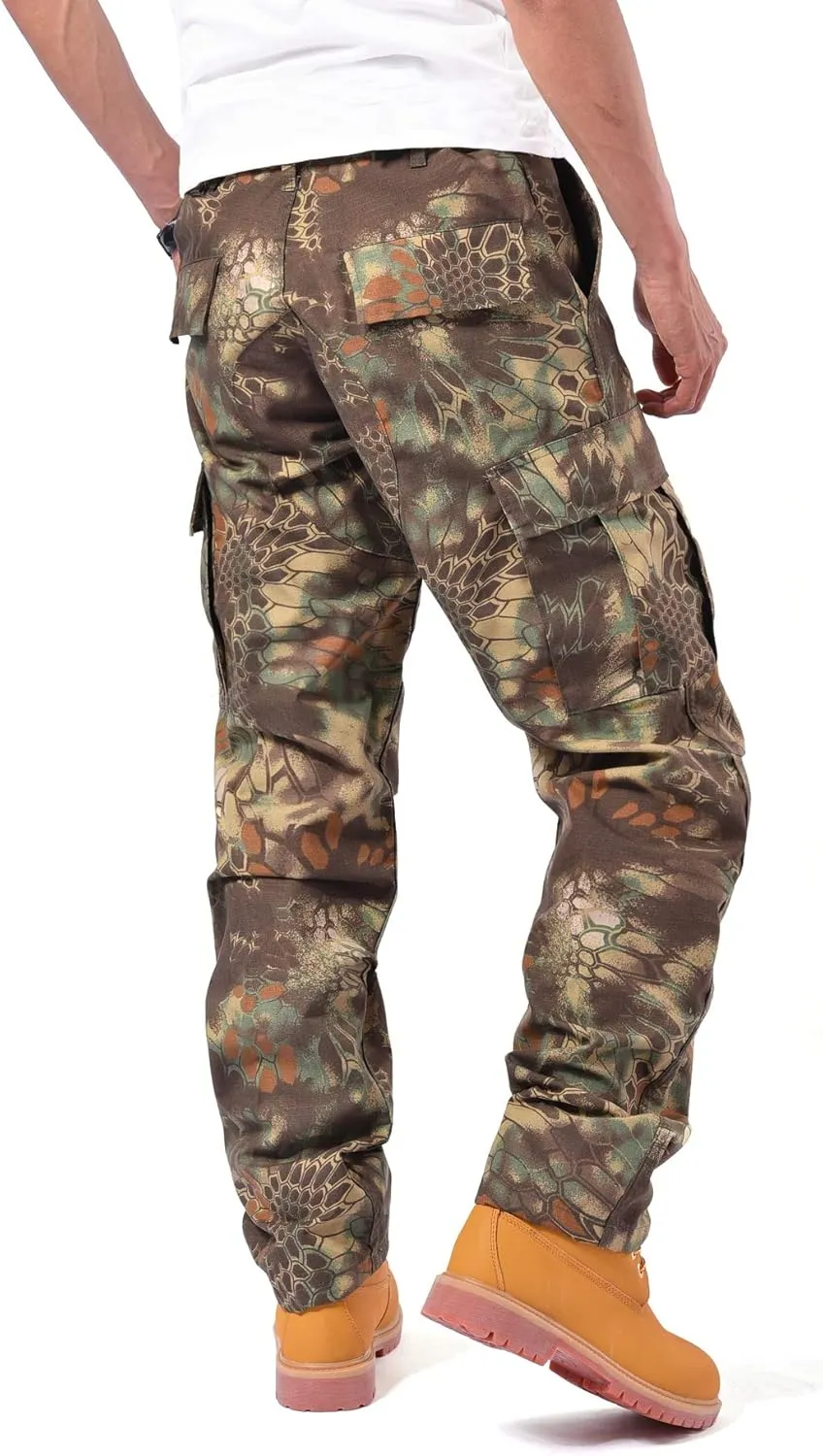 BACKBONE Mens Casual Street Fashion Camo Cargo Pants Army Combat Military BDU Pants Work Hunt Pants