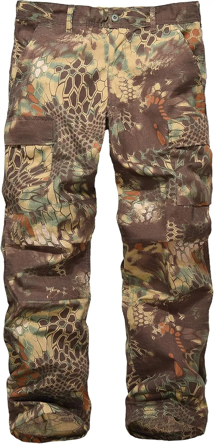BACKBONE Mens Casual Street Fashion Camo Cargo Pants Army Combat Military BDU Pants Work Hunt Pants