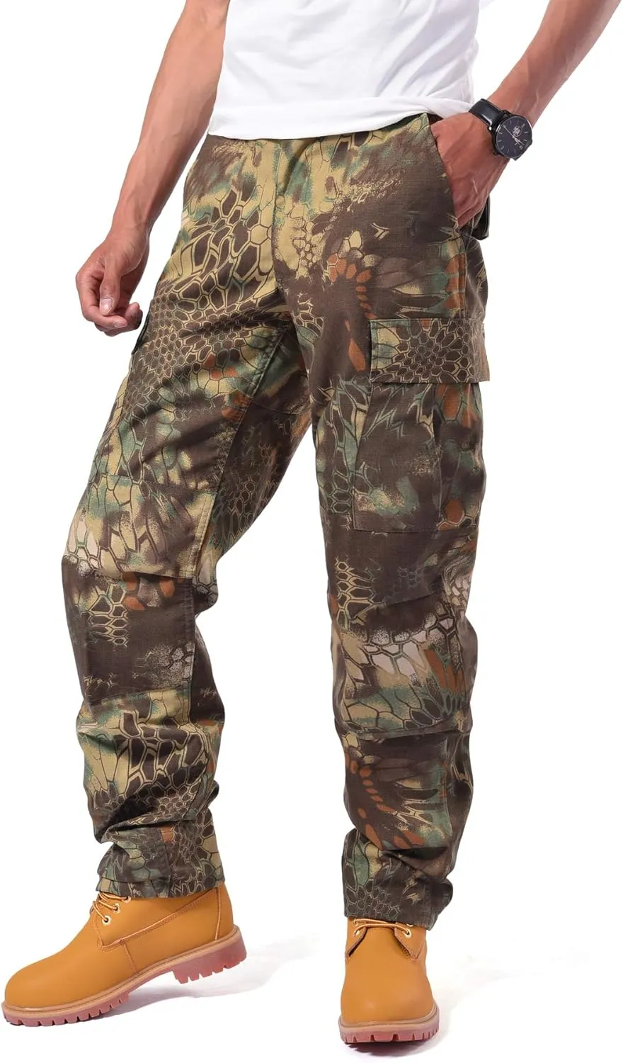 BACKBONE Mens Casual Street Fashion Camo Cargo Pants Army Combat Military BDU Pants Work Hunt Pants