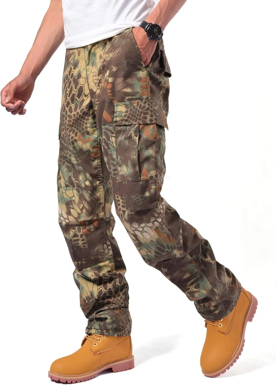 BACKBONE Mens Casual Street Fashion Camo Cargo Pants Army Combat Military BDU Pants Work Hunt Pants