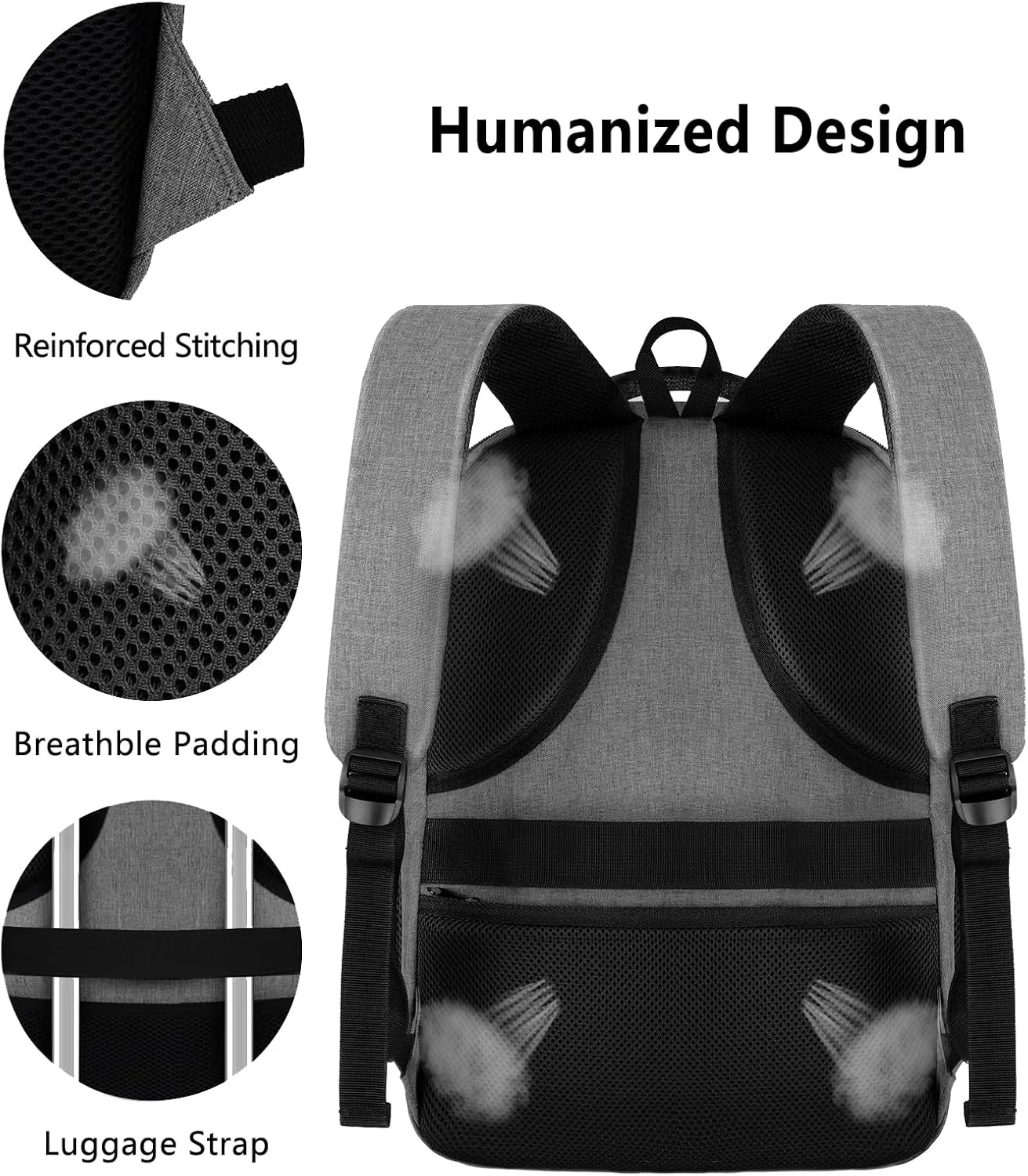 Backpack for Men Women, Travel School Backpacks for Teen Boys, Bookbag with USB Charging Port, Anti Theft College Students Backpack Fits 15.6 Inch Laptop, Casual Work Business Back Pack, Grey