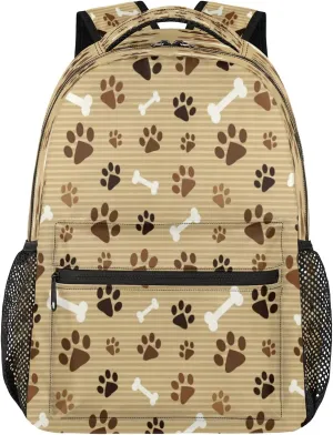 Backpack for Women Men, Pawprint Animal Paw Casual Backpacks, Waterproof Lightweight Footprint with Bones Daypack Bags for Travel Camping Work